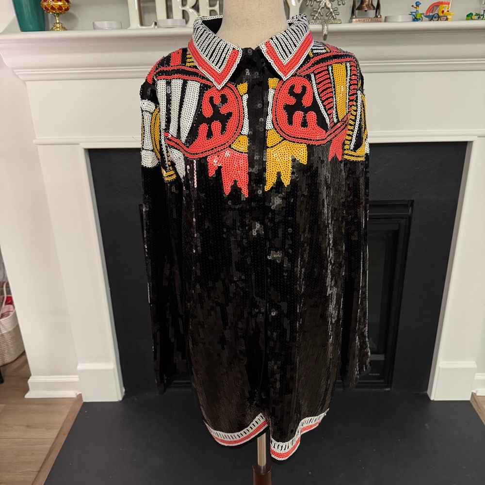 ✨ Nasty Gal Collection Black Sequin Embellished Shirt (US 6)